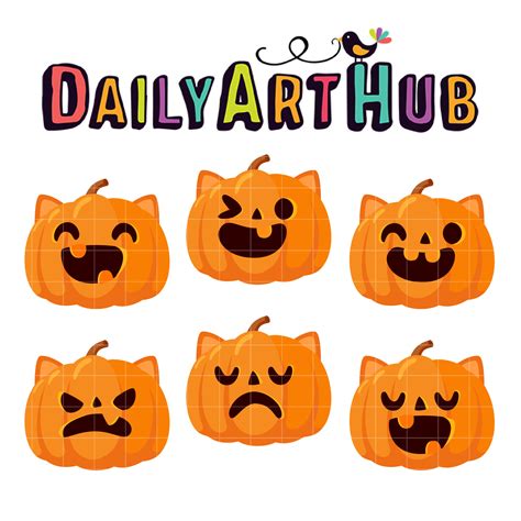 Kawaii Cat Pumpkin Clip Art Set Daily Art Hub Graphics Alphabets