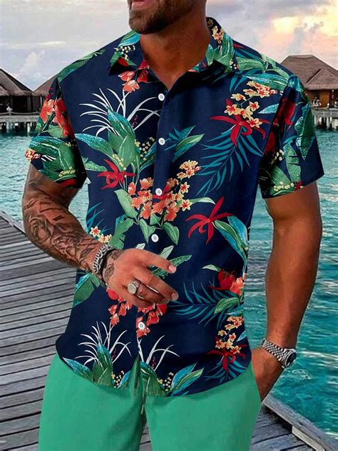 Manfinity Rsrt Men Tropical Print Shirt Shein Uk