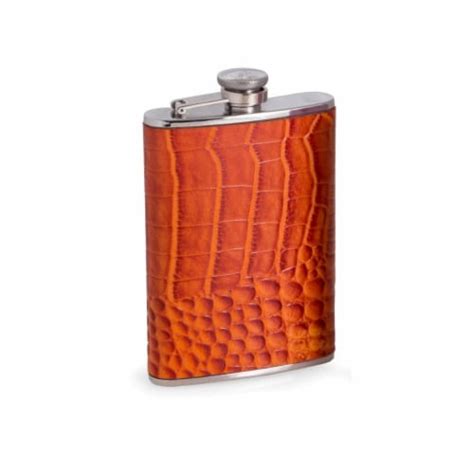 Bey Berk International Fs Oz Stainless Steel Croc Leather Flask