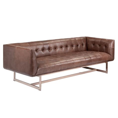 Sunpan 'Club' Matisse Rose Gold Leather Sofa with Pillows - 17809882 - Overstock.com Shopping ...