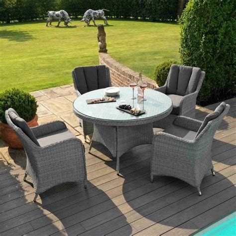 Maze Rattan Ascot Seat Round Dining Set Garden Street