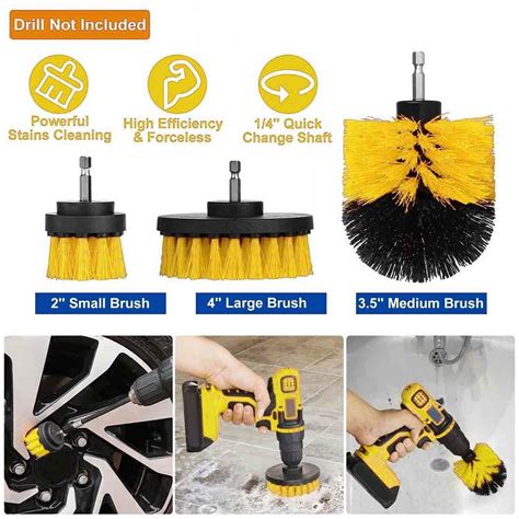 3 Pcs Drill Brush Car Detailing Kit Soft Bristle Power Scrubber Brush