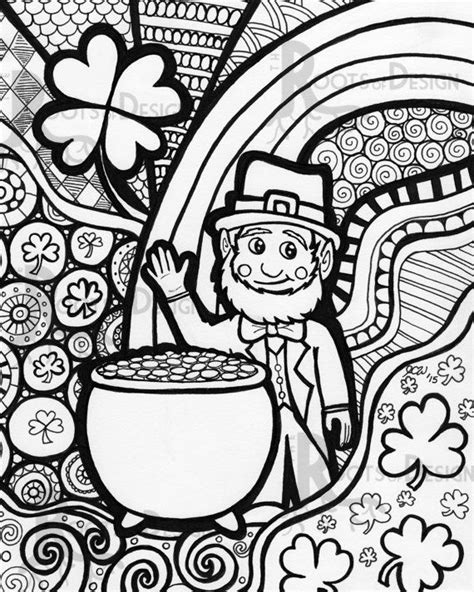 Instant Download Coloring Page St Patrick S Day Etsy Coloring Pages Adult Coloring Pages