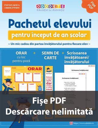 Pachetul Elevului Pentru Inceput De An Scolar Clasele Primare Fise