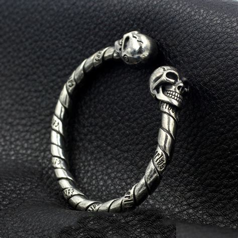 Skull Bracelet Sterling Silver Skull Bangle Bracelet Men And Etsy