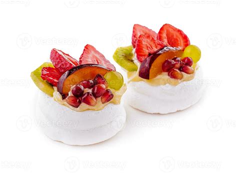 Mini Pavlovas With Whipped Cream And Fresh Fruit 34750669 Stock Photo