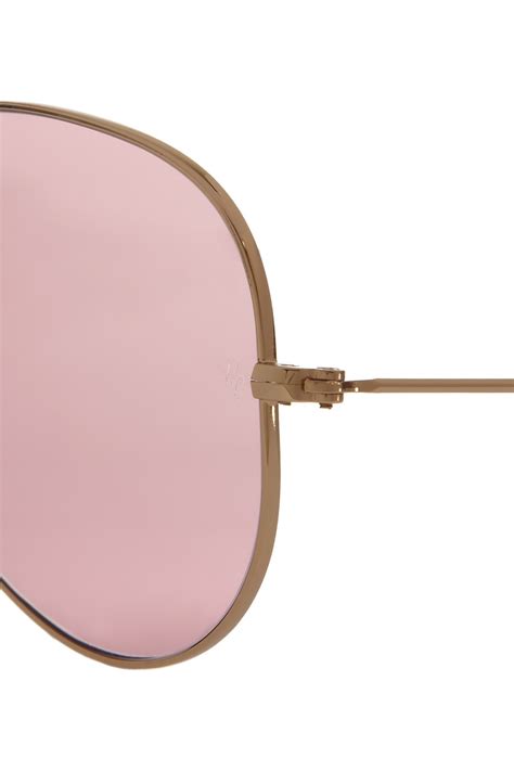 Ray Ban Aviator Mirrored Metal Sunglasses In Pink Lyst