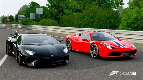 Forza Drag Race Lamborghini Aventador Sv Vs Ferrari Speciale