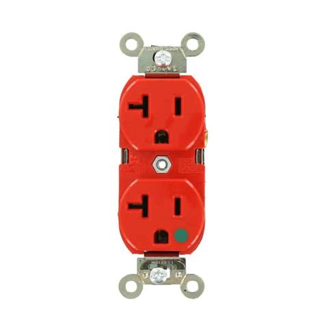 Leviton 20 Amp 125 Volt Hospital Grade Duplex Outletreceptacle Red 1 Pack 08300 Hlr 8300 Hlr