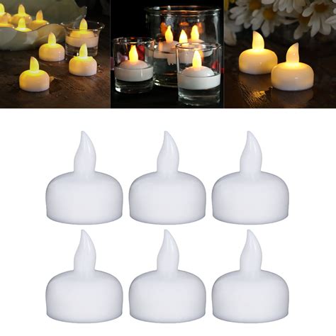 Bobasndm 6 Pack Waterproof Flameless Floating Candles Warm White Battery Flickering Led Candles