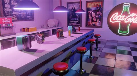 90s Diner Made In Blender Rvaporwaveaesthetics