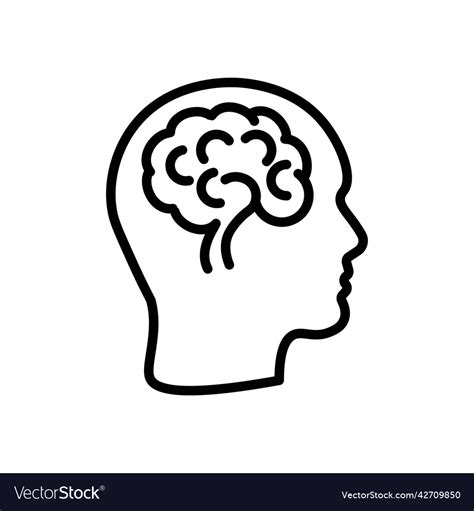 Human Head With Brain Icon Symbol In Flat Vector Image