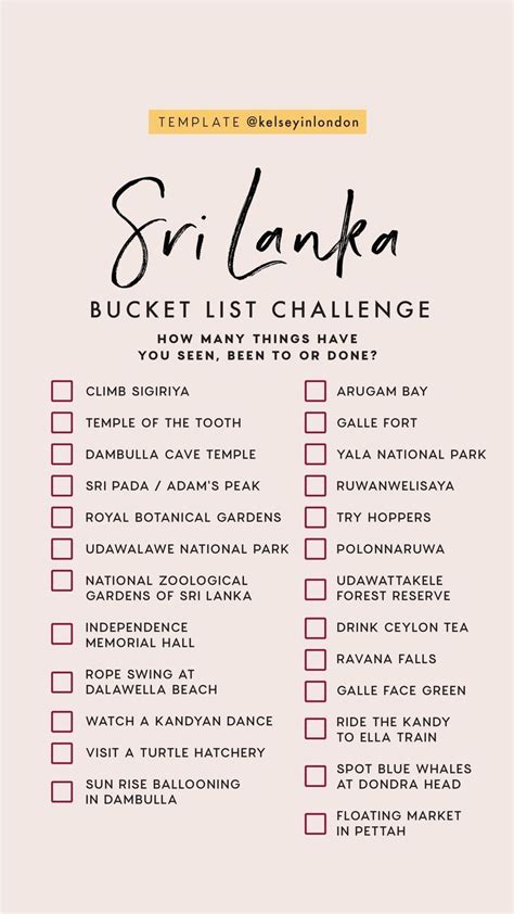 Sri Lanka Traveling Travel List Travel Bucket Travel Checklist