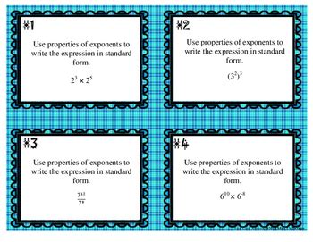 Properties Of Exponents Task Cards By FunMiddleSchoolMath TpT