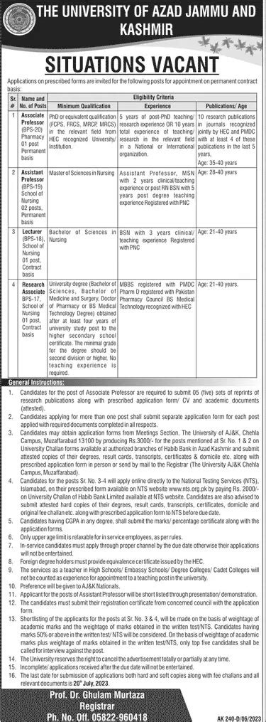 University Of Azad Jammu And Kashmir Muzaffarabad Jobs