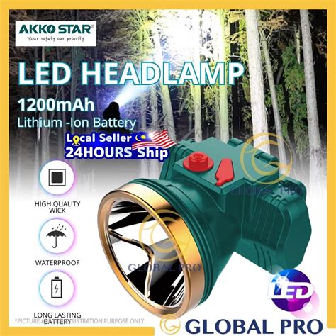 Akko Star Rechargeable Waterproof Headlamp Flashlight Headlight Torch