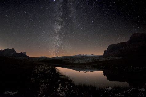 Wallpaper Night Galaxy Lake Reflection Sky Stars Evening Milky