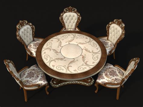 Classic Dining Table Chair Set 8 3D Model By Nhattuankts