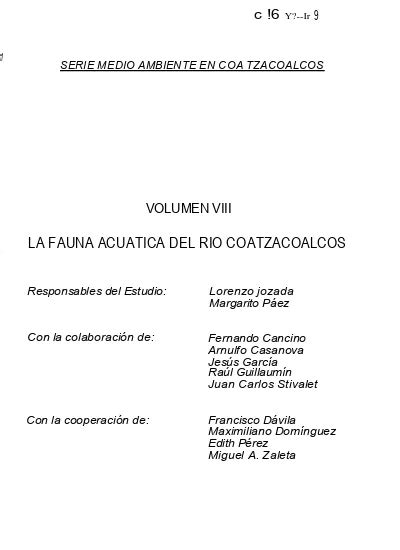 La Fauna Acuática Del Río Coatzacoalcos