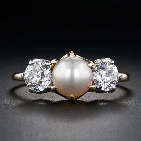 Antique Natural Pearl and Diamond Ring