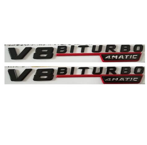 Pair Gloss Black Red V Biturbo Matic Trunk Fender Letters Emblems