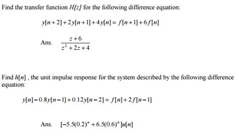 Solved Find The Transfer Function H[z] For The Following