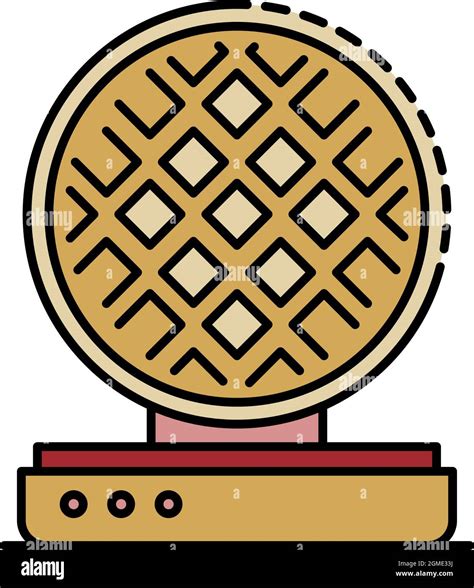 Modern Waffle Iron Icon Outline Modern Waffle Iron Vector Icon Color