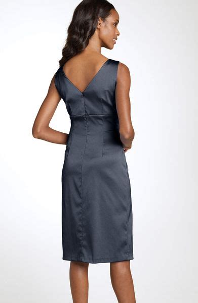 Donna Ricco Stretch Satin Sheath Dress In Blue Ink Lyst