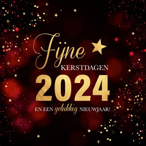 Zakelijke Kerstkaart Rood Jaartal 2024 Goudlook Kaartje2go