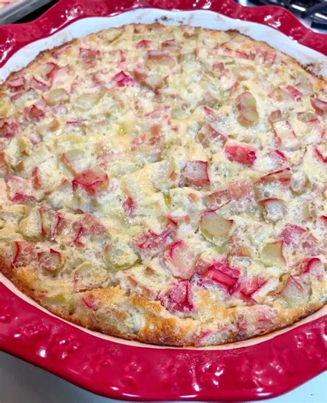 Crustless Rhubarb Custard Pie Easy Recipe Pattern Princess