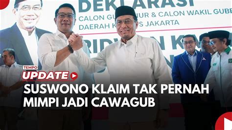 Suswono Klaim Tak Pernah Mimpi Jadi Cawagub Jakarta Dampingi Ridwan