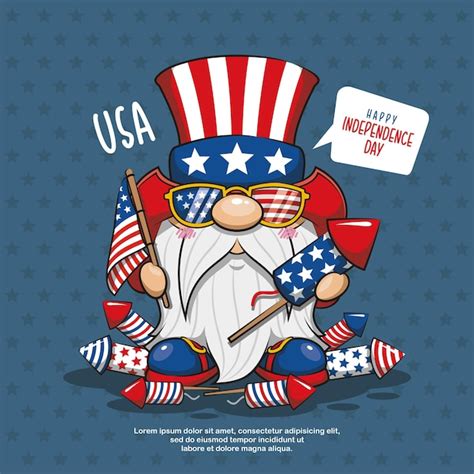 Premium Vector Happy Th Of July America Independence Gnome