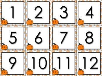 Calendar Number Cards Numbers 1 31 Pumpkin Fall Festival Thanksgiving