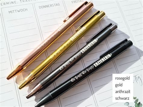 Metallic Kugelschreiber Beste Erzieherin Rosegold Stift Kulli