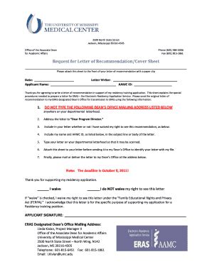 Fillable Online Umc Request For Letter Of Recommendation Cover Sheet