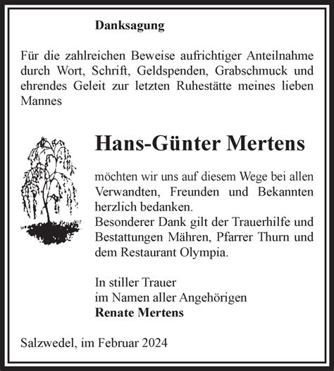 Traueranzeigen von Hans Günter Mertens abschied nehmen de