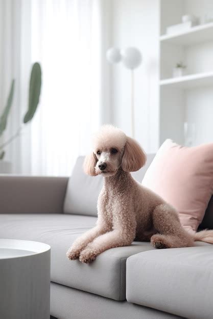 Un Perro Se Sienta En Un Sof Frente A Una Ventana Foto Premium