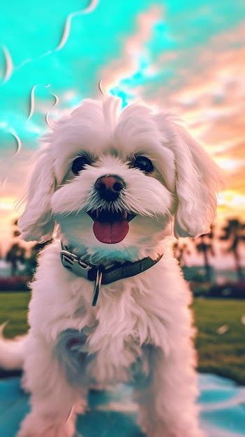 Un Perro Con Una Lengua Rosa Colgando Foto Premium