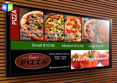 Backlit Advertising Aluminum Led Light Box Fast Food Menu Board For