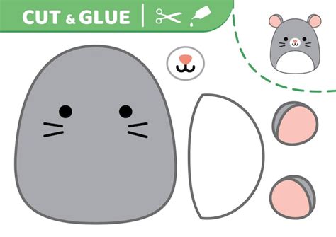 Premium Vector Mouse Squishmallow Cut And Glue Applique Paper Game Vector