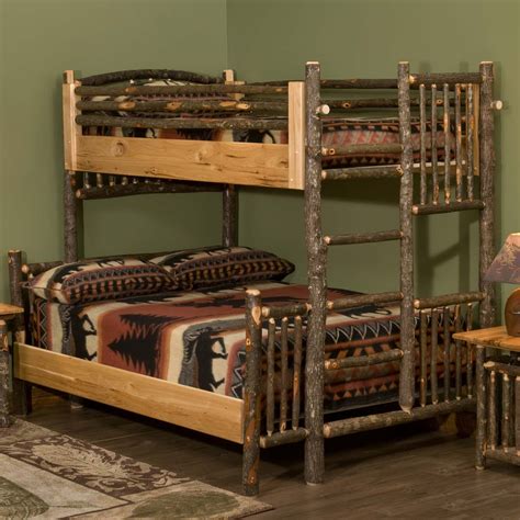 Rustic Hickory Log Bunk Bed | Rustic bunk beds, Log bunk beds, Bunk beds