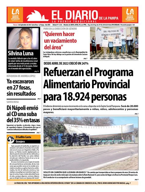 Tapa De El Diario En Papel Viernes 01 De Septiembre De 2023 El