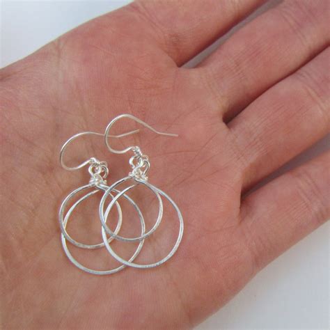 Hoop Dangle Earrings Classic Elegant Silver Hoop Earrings Etsy