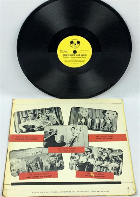 Lot - Vintage 1955 Walt Disney's Mickey Mouse Club Songs 78 RPM ...