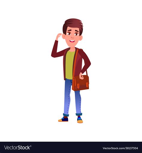 Boy Student With Bag In College Cartoon Royalty Free Vector