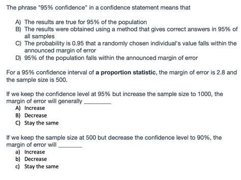 Solved The Phrase Confidence In A Confidence Statement Chegg