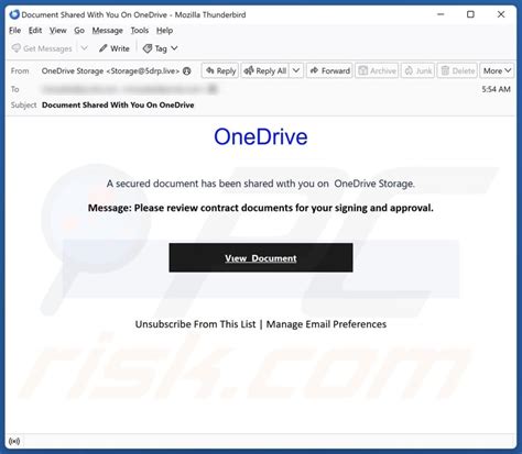 Onedrive A Secured File Has Been Shared Email Scam Removal And