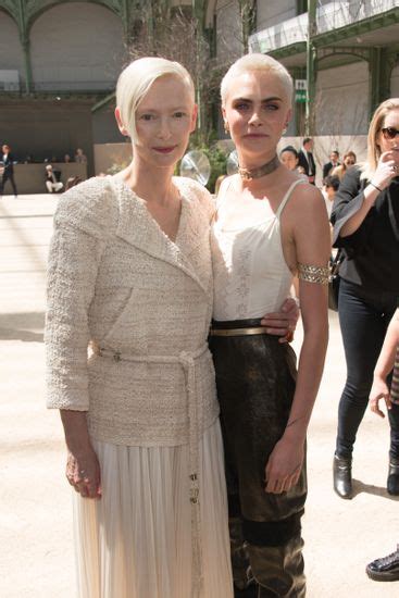 Tilda Swinton Cara Delevingne Attending Chanel Editorial Stock Photo