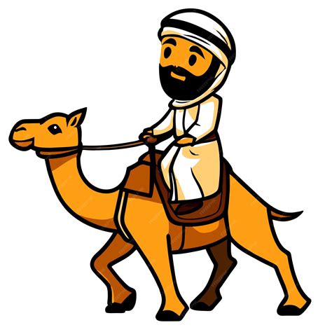 Nomad Dreamscape Arabian Man Riding Camel Illustration Premium Ai Generated Vector