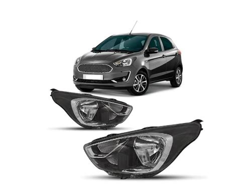 Farol Ford Ka 2019 2020 2021 Máscara Negra Friso Cromado Manual